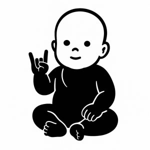 Sticker autocollant un bébé fait le signe de motard avec les doigts décoration decostickerstore - GW5JWY