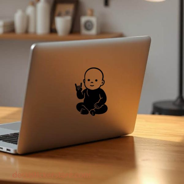 Sticker autocollant un bébé fait le signe de motard avec les doigts décoration decostickerstore - GW5JWY