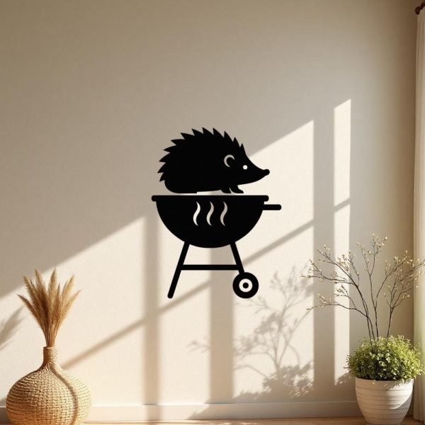 Sticker autocollant Hérisson sur un barbecue décoration decostickerstore -
