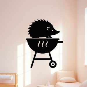 Sticker autocollant Hérisson sur un barbecue décoration decostickerstore -