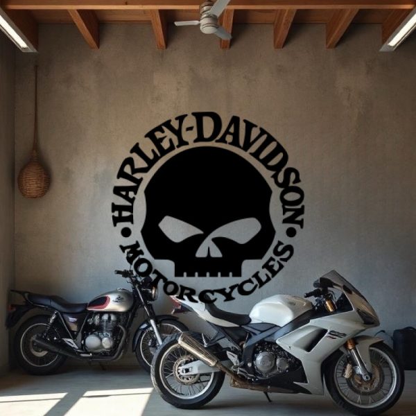 Sticker Autocollant Harley Davidson rcycles Skull Rond moto R87313