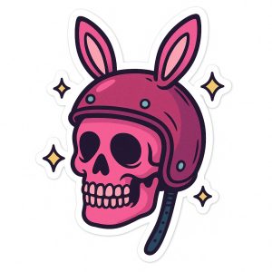 Autocollant Harley tête de mort rose et fun décoration decostickerstore - USLOL3