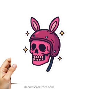 Autocollant Harley tête de mort rose et fun décoration decostickerstore - USLOL3